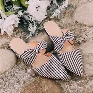 Gingham Black and White Mules sz 7.5 brand new